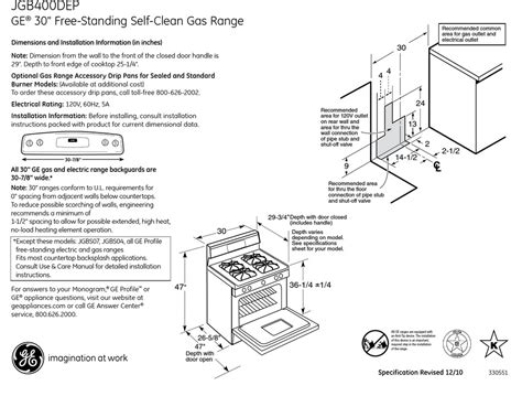 ge gas range dimensions